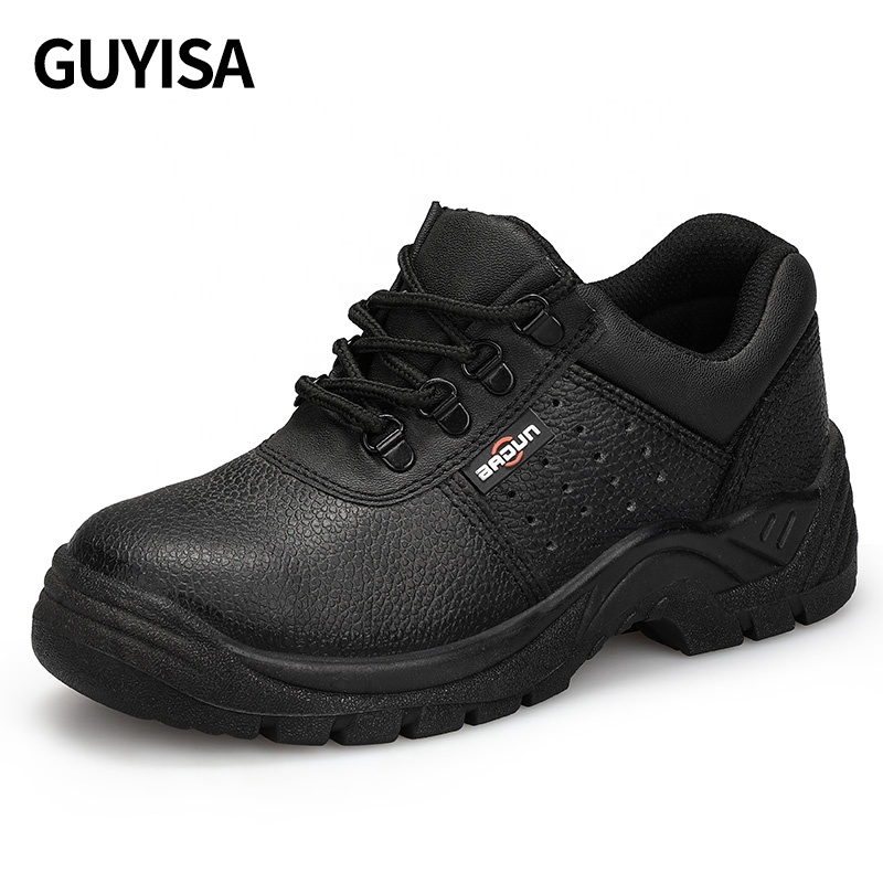 GUYISA National standard steel toe safety shoes waterproof lychee leather factory direct sales anti-puncture safety shoes