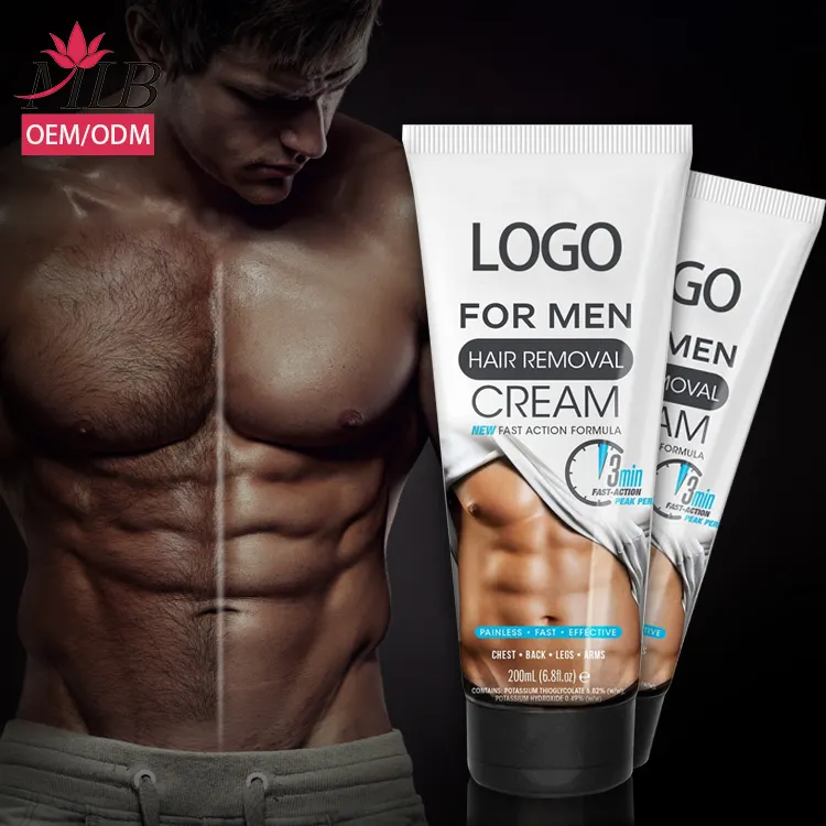 Private label beard male boy body man bast painless depilation man's under hair removal cream and repair for men