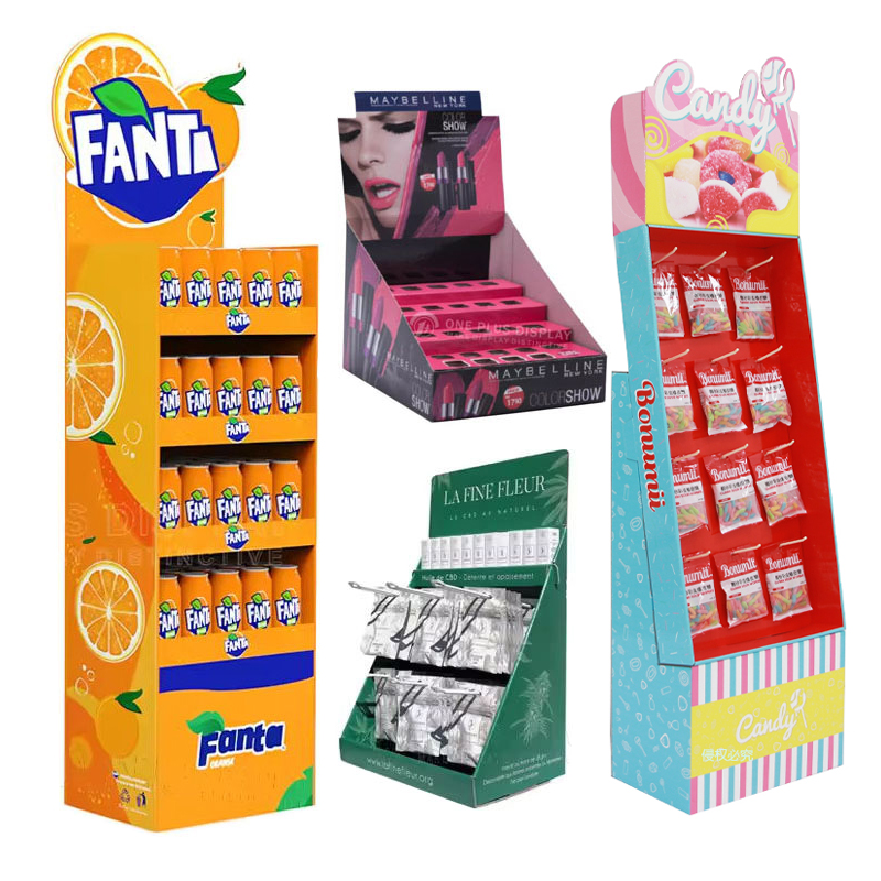 Eco-friendly cardboard display box paper display rack Paper counter Carton table Corrugated Hooks floor cardboard display stand