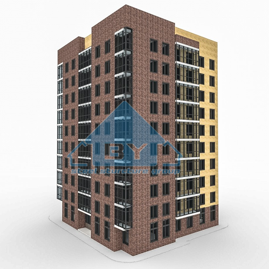 Multi-Storey Pre-fabricated Steel Structure Apartments Building/High Rise Building with Gypsum Board