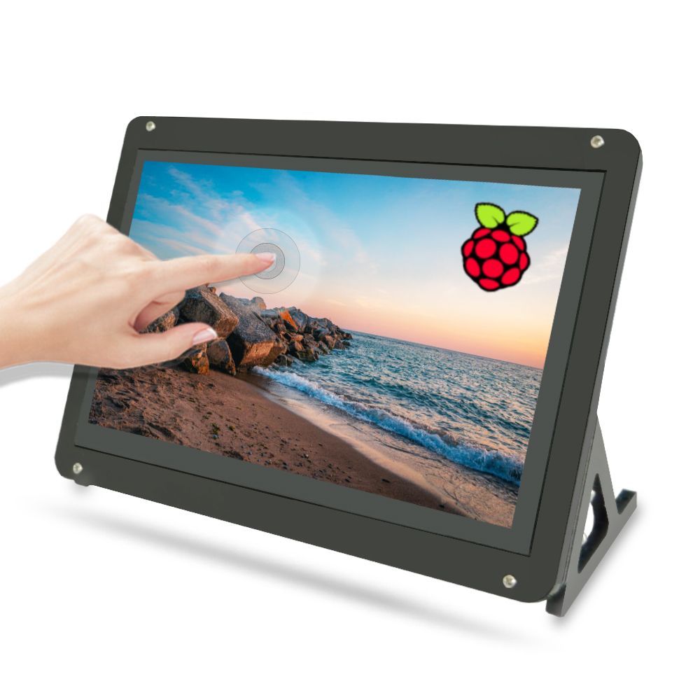 7 дюймов 1024x600 IPS сенсорный экран для контроля уровня сахара в крови с Чехол подставка, регулировка яркости, емкостный сенсорный экран HD дисплей для Raspberry Pi 3, 4 года