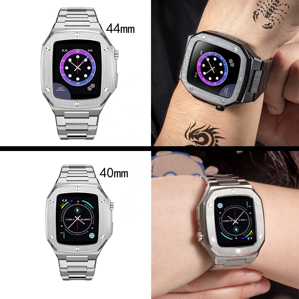 Custom Logo Accept Low MOQ Stainless Steel Luxury Watch Case For Apple Series 4/5/6 Iwatch