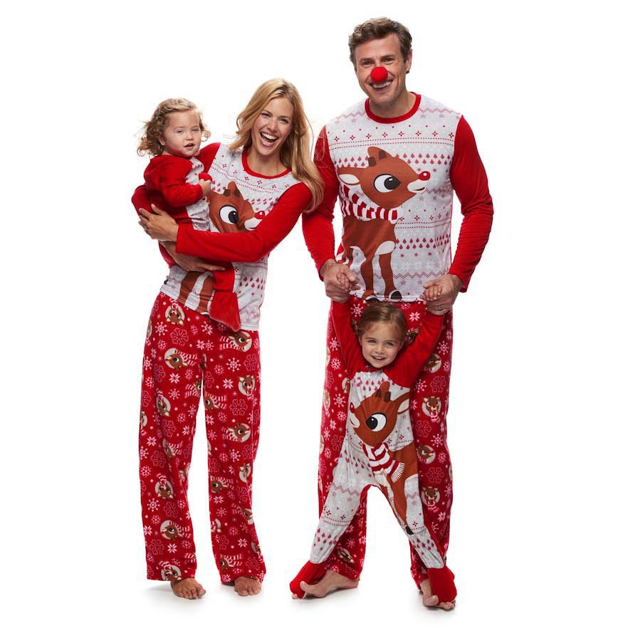 Christmas cartoon moose printing family homewear for kids for baby can be customizded