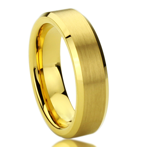 Custom Gold Tungsten Carbide Mens Rings 6mm 8mm Brush