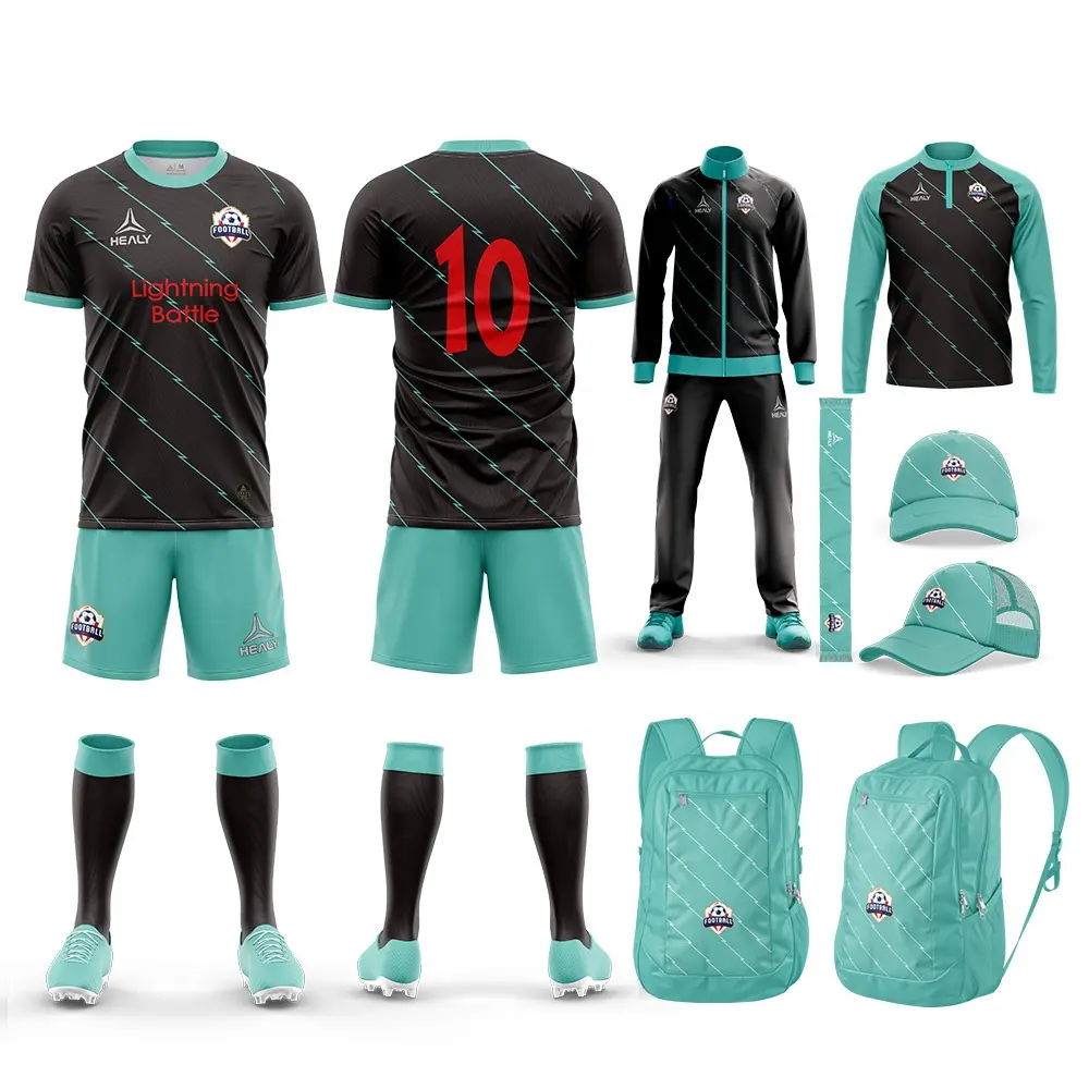 High Quality Team Club Soccer Uniforms Football Shirts Two Piece Men Shorts Set Custom Sublimation Soccer Jersey Set Kids
