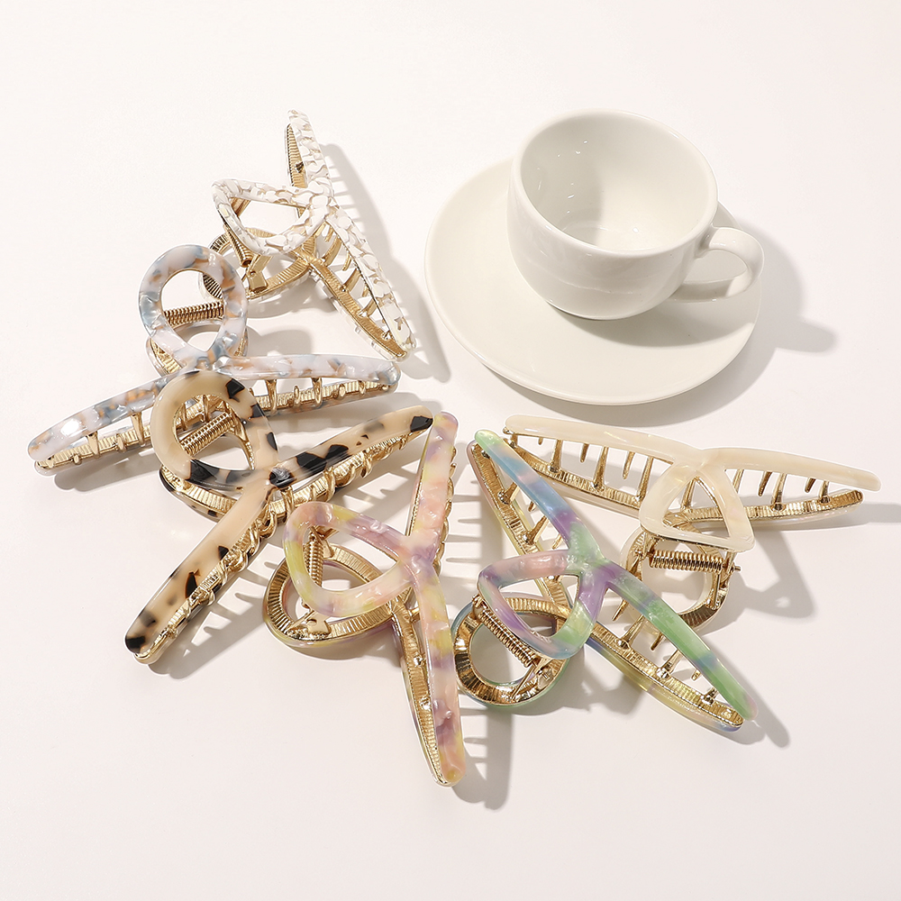 Quality Metal Claw Clips Exquisite Pattern Acetate Plank Hair Claw Hair Accessories For Ladies