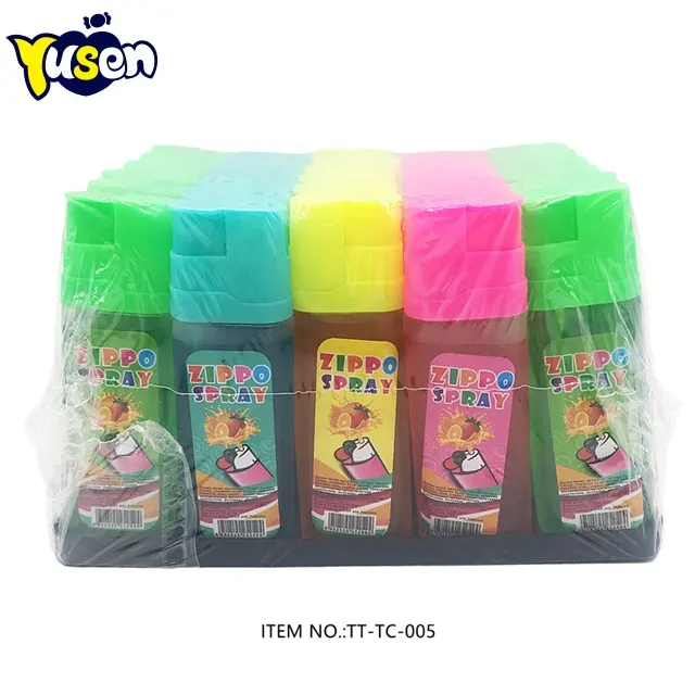 Hot Selling High Quality Sweet Fruit Flavor Funny Multi Color Lighter Liquid Spray Candy For Children