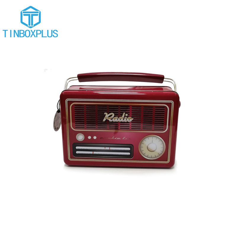 New Design Custom Printing Rectangle Special Radio Shape Tin Storage Box Portable Packaging Metal Box