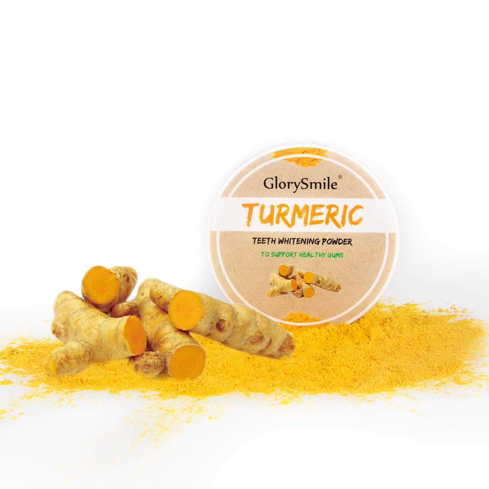 GlorySmile Hot Sell Turmeric Teeth Whitening Powder Add 30% Ginger Ingredients Private Label Good Quality