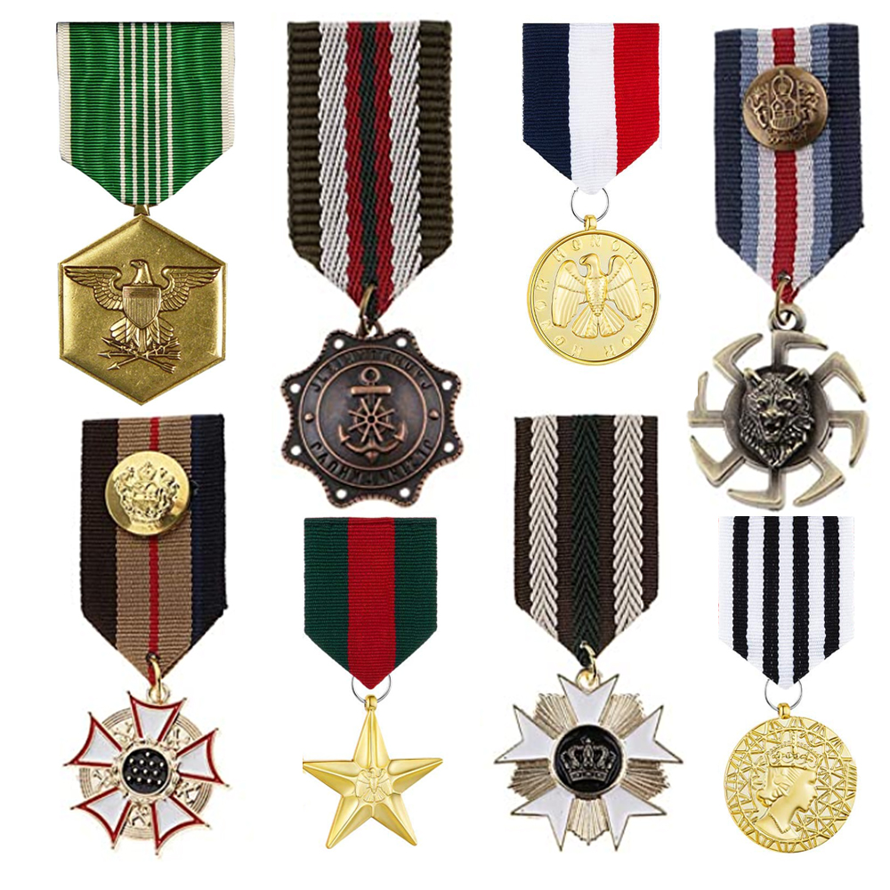 Custom metal military mounted defence forces medal crimp brooch cheap Metal Brooch army medal