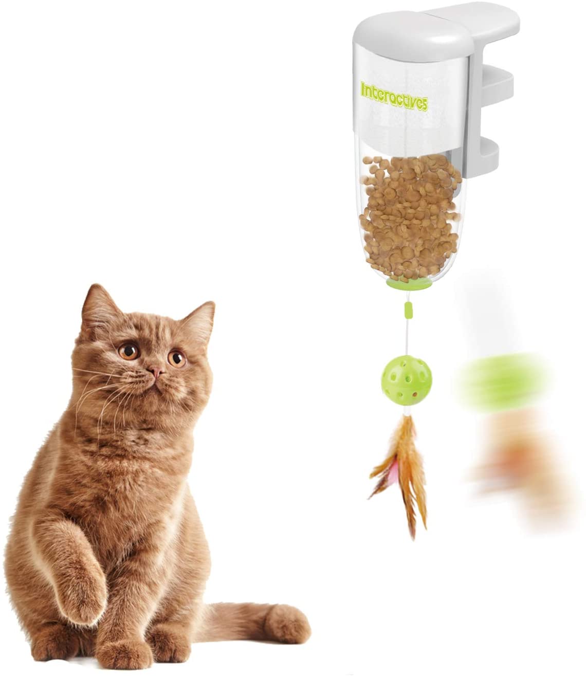 Petprime интерактивный мяч с перьями для кошек, игрушка для кошек, диспенсер для еды, игрушка