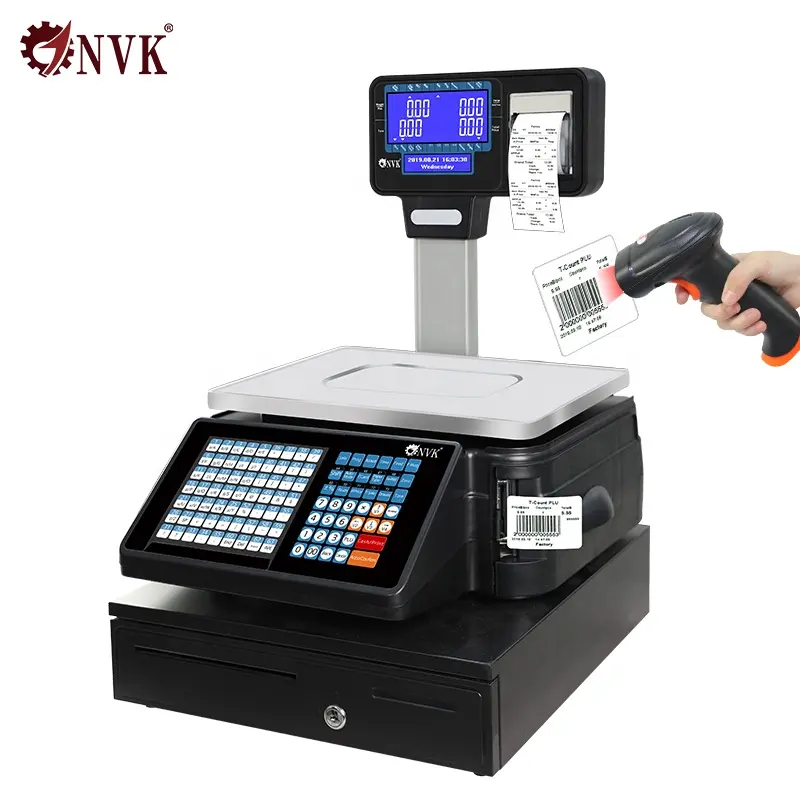 30kg Electronic Barcode Label Printing Scale Cash Register Weighing Scale With Barcode Printer