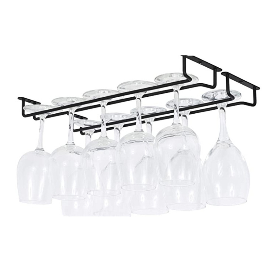 Wholesales Kitchen Wine Glass Holder Cup Hanger Goblet Shelf Locker Bar Iron Wall Mount Wine Glass Hanging Rack