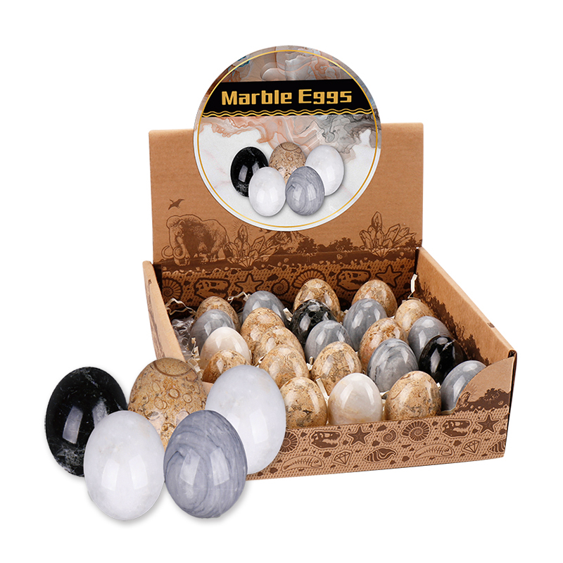 25 Pcs 5cm Decorative Bulk Sale Carved Marble Onyx Egg With Display Box For Home Decoration Decor