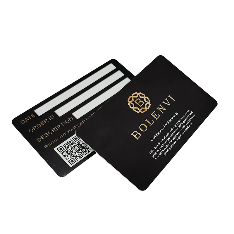Printing Making 0.76mm Thickness Healty Medical Pvc Plastic Card Black Watch Warranty Cards