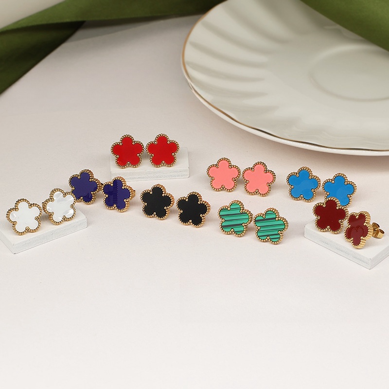Customized Wholesale brand Jewelry red Earrings Stainless Steel Earring Studs woman