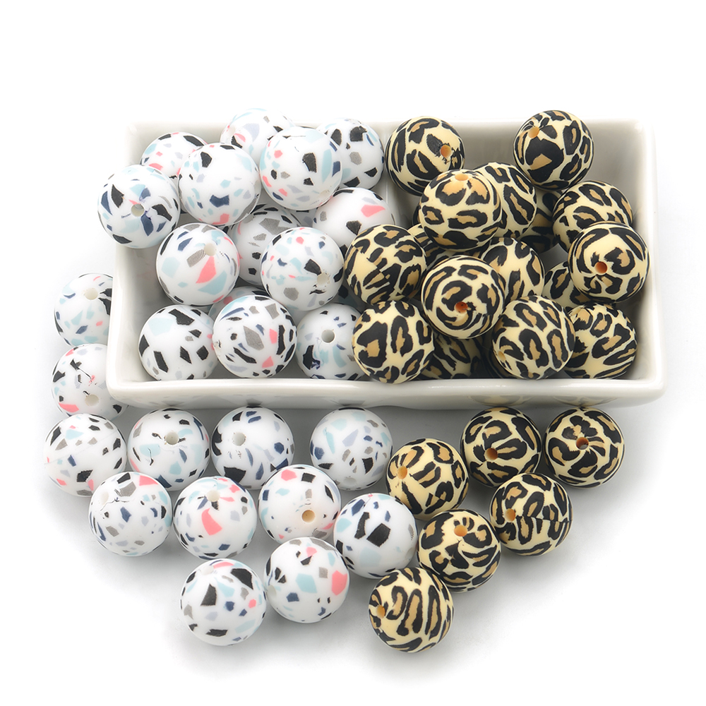 Colorful food grade silicone teething marble beads
