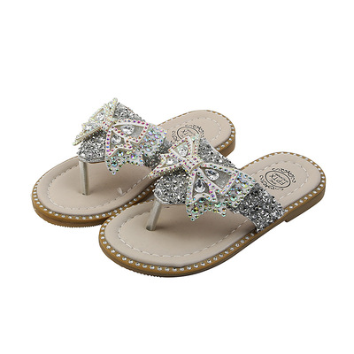 Korean New Girls' flip flops Baby Girls Fashionable Rhinestone princess slippers