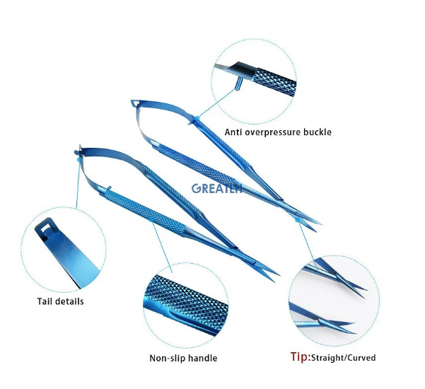 Titanium alloy optical 12cm-18cm Ophthalmic Castroviejo Micro Cornea scissors tool straight curved Ophthalmic Instrument