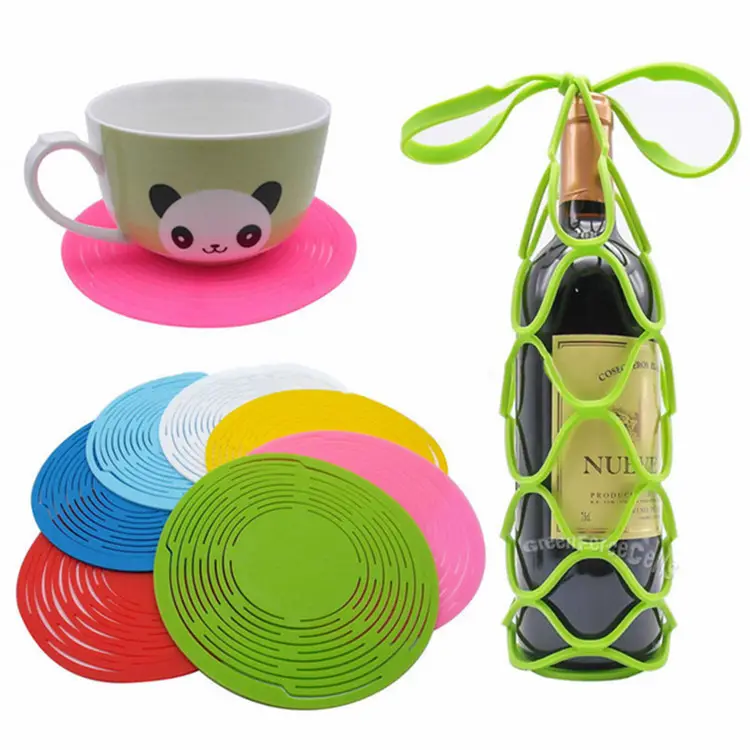 Colorful Silicone Wine Bottle Bag Tote Basket Carriers Holders