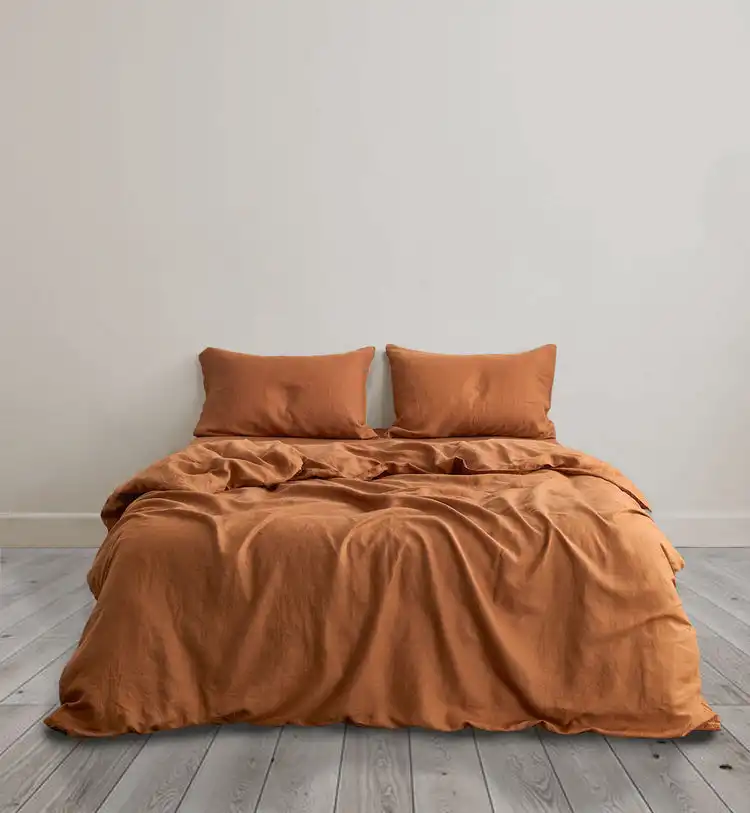 High quality 100% natural pure flax french linen bedding set customize solid color bed sheets