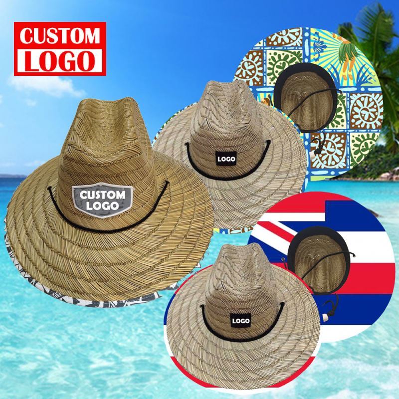 Wholesale Men And Women Top Straw Hat Wholesale Custom Beach Surf Lifeguard Straw Hat Straw Cowboy Hats