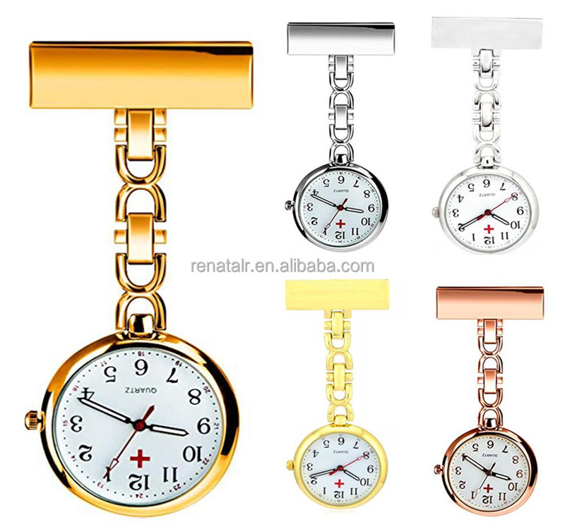Personalized Customized Engraved with Your Name Stainless Steel Lapel Pin Brooch TOP Quality Rose Gold Fob Nurse Watch