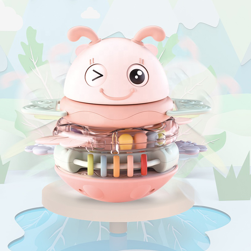 Battery operated baby stacking ring roly-poly tumbler toy with light music