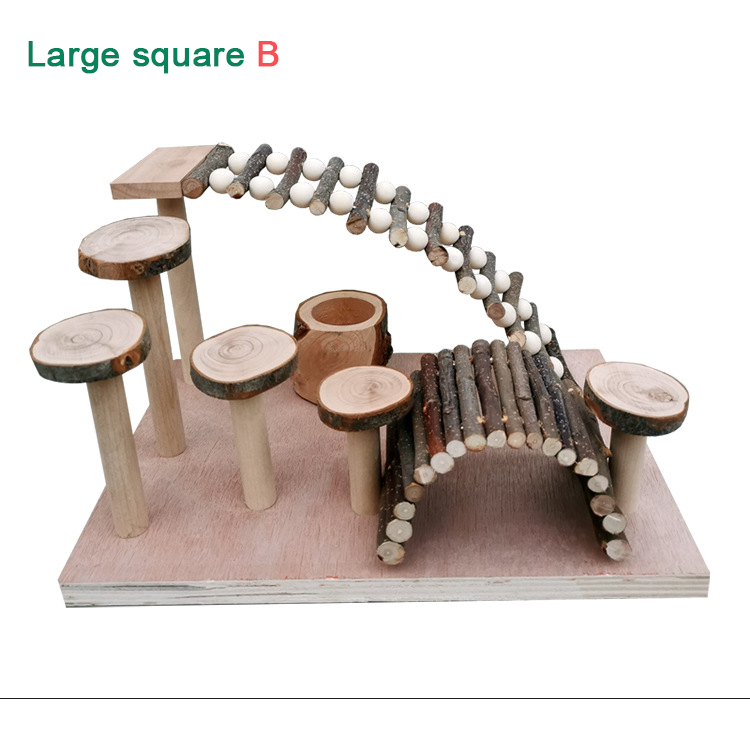 Apple Wood Hamster Ladder Syrian Hamster Toys Set Natural Wooden Chewing Toys Golden Hamster Playground