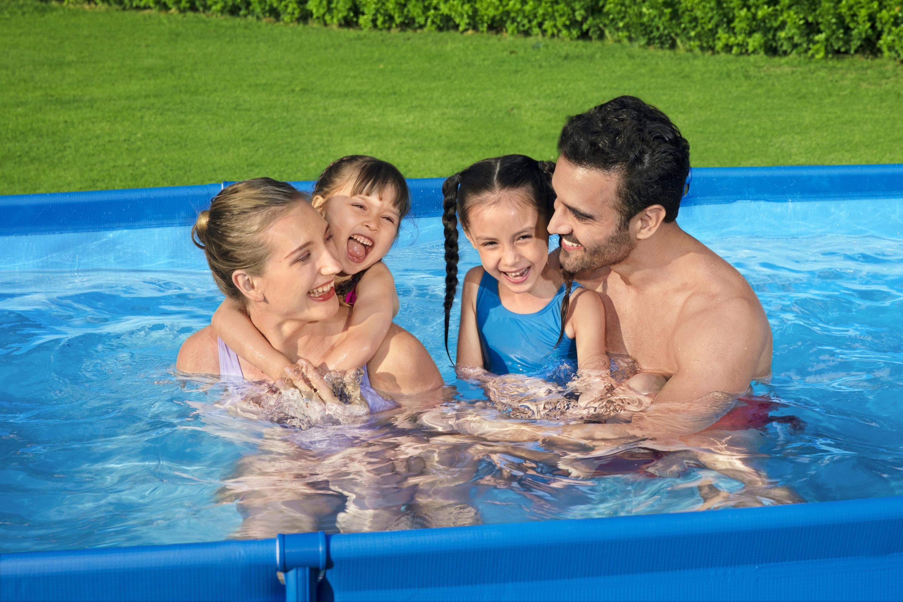 Steel Pro Pools Rectangular No-Tool Setup Heavy Duty Material With Corrosion Resistant Steel Frame Easy Set Up Family Water Pool