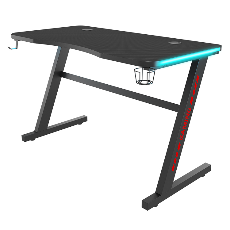 High Cost Gamer Home Office Computer Table RGB LED Light Gaming Desk