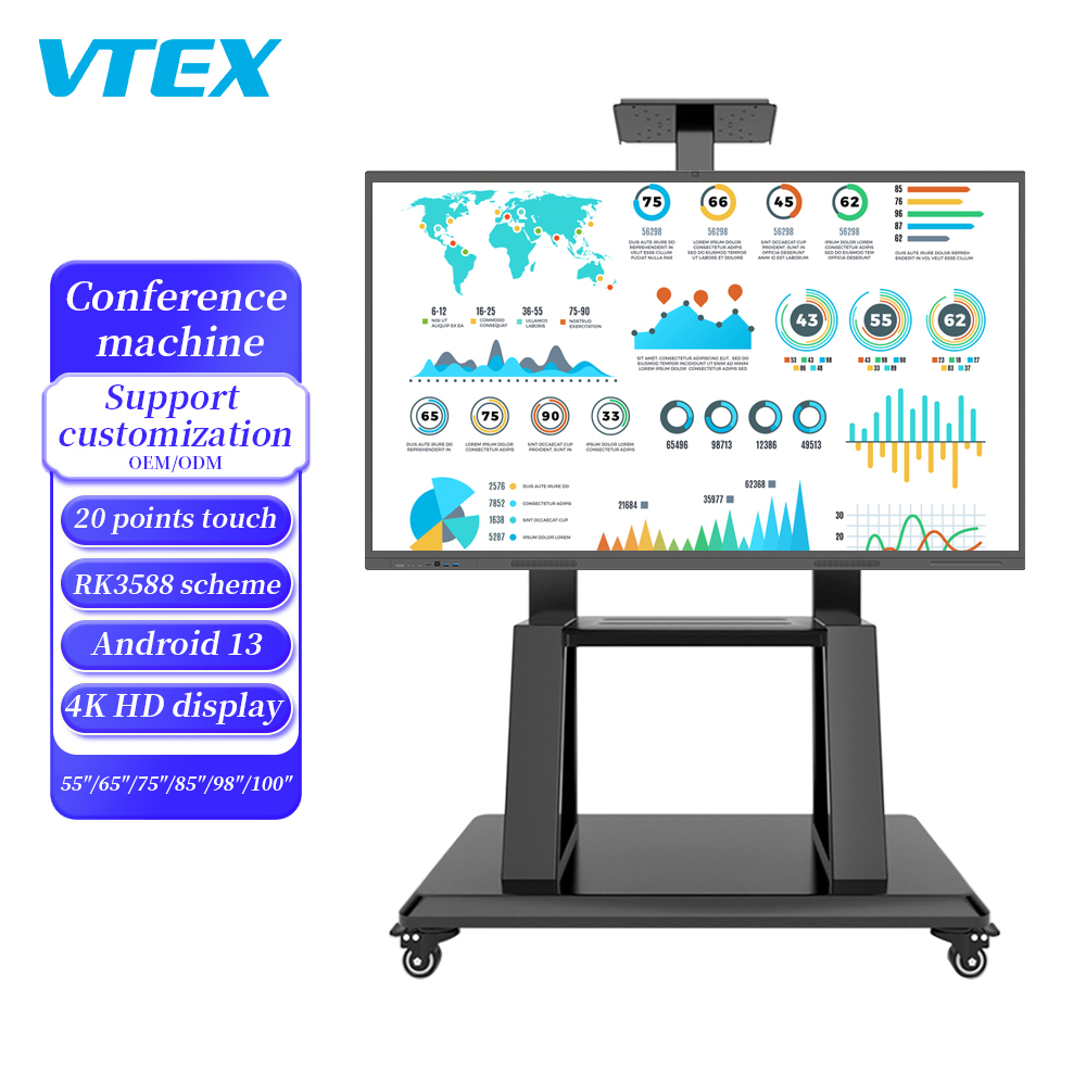 65 Inch 4K Interactive Smart Touch Screen Board Digital Monitor Interactive Flat Panel Interactive Whiteboard For Teaching