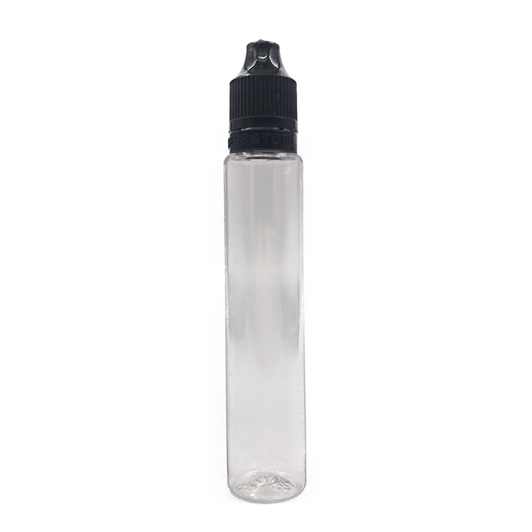 Форма ручки 30 мл ПЭТ пластиковая капельница для масла e-liquid бутылка с характером очевидной детской винтовой крышкой