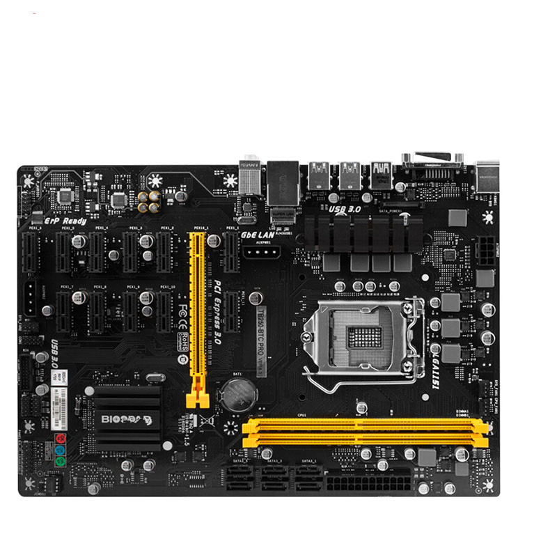 Материнская плата 1151 DDR4 TB250-BTC PRO Mining 12PCIE поддержка 12 видеокарт BTC ETH ZEC Mining TB250 BTC USB 3,0
