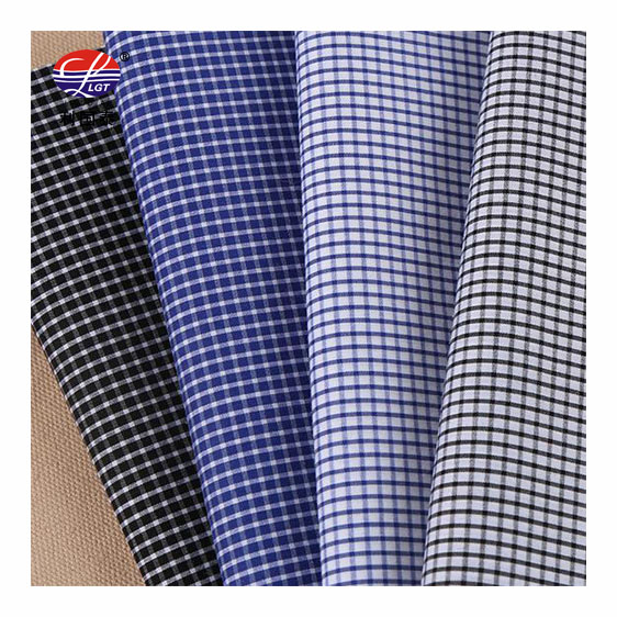 Wholesale Multi-color Brocade Cotton Elastic Small Checked Shirt Fabric Professional Men yarn-dyed Shirting Fabric