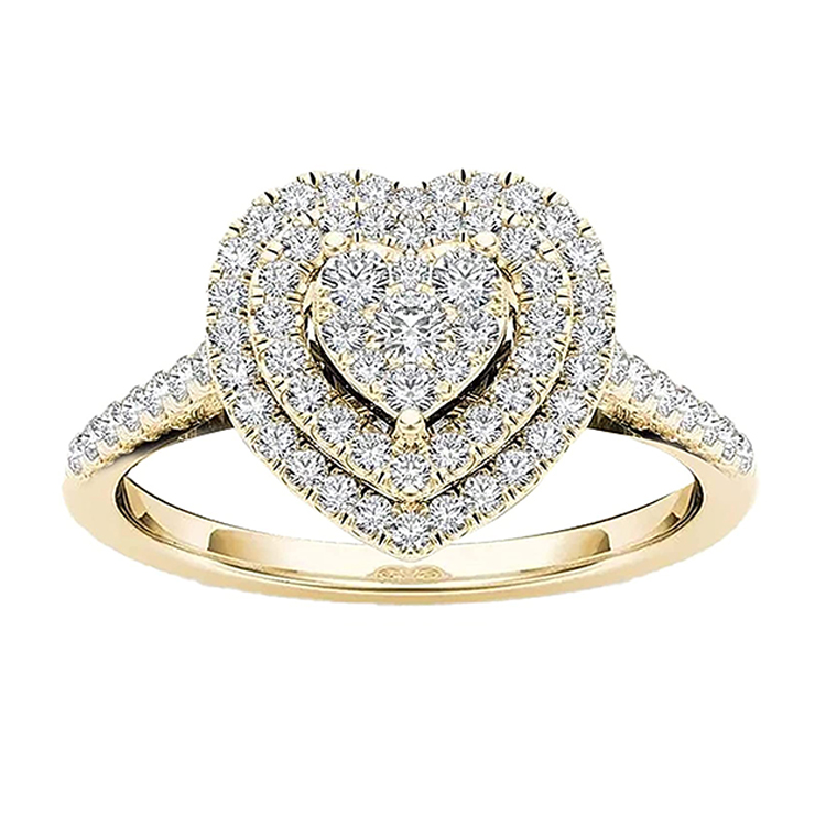Fashion Heart Rhinestone Silver Diamond Wedding Rings Low MOQ Luxury Rings for Women
