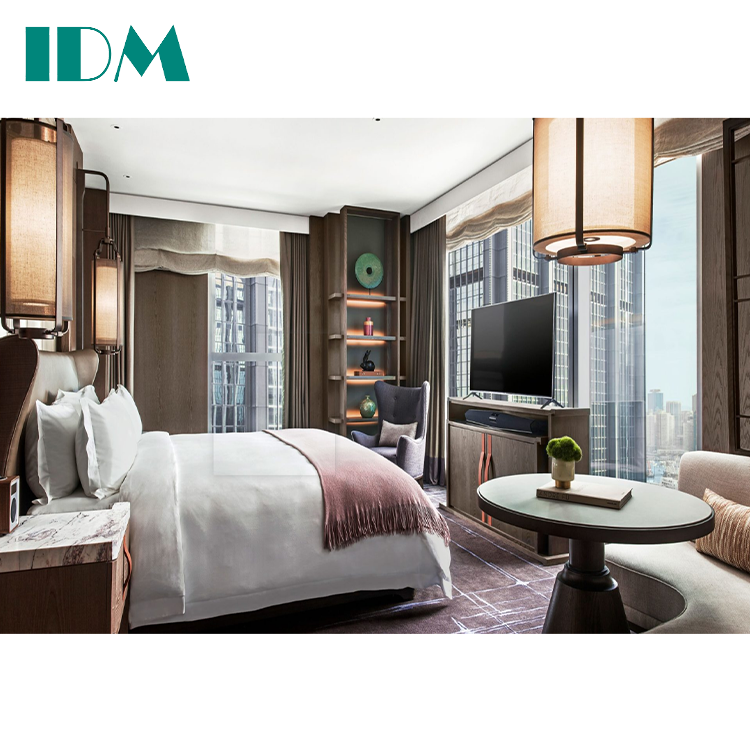 IDM-A14 Custom Design Luxury Wooden King Size Bed Modern Hotel Bed Room Furniture Bedroom Sets