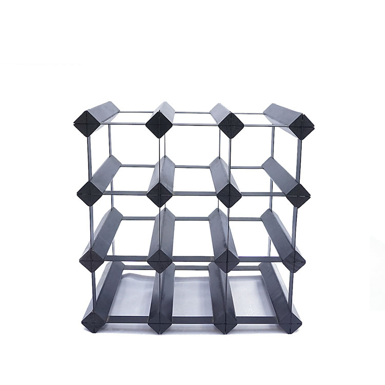 Hot Sale 12 Bottle Black Timber Wood and Metal Wine Racks