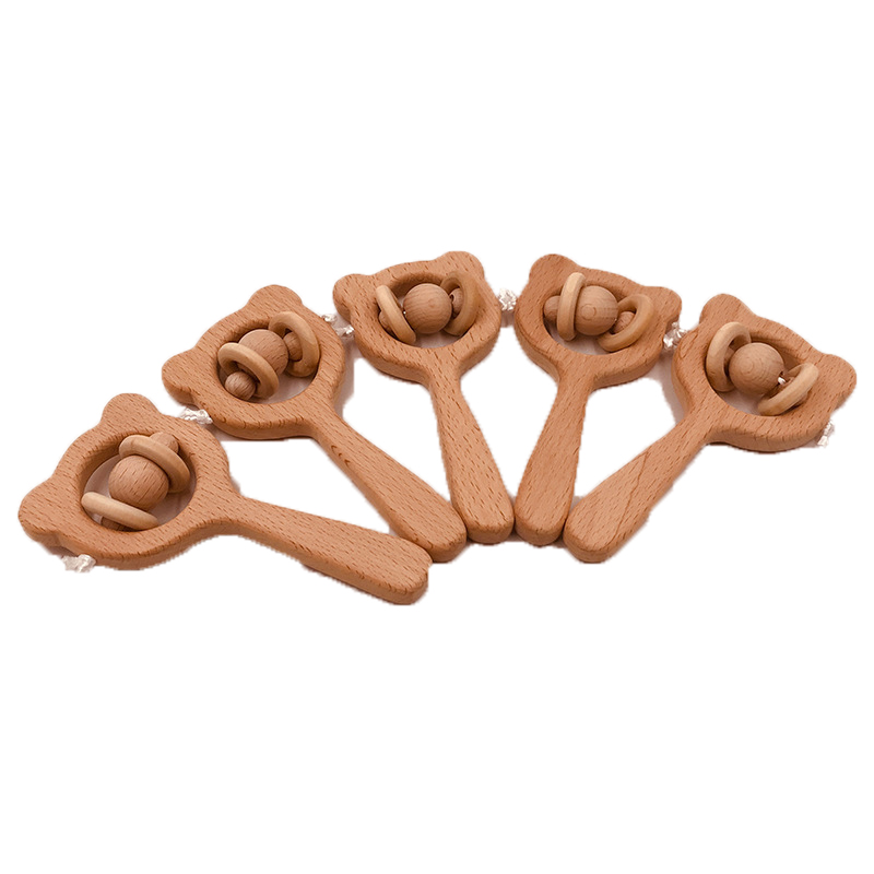 New design rattles for kids BPA free safe wooden rattle baby toys eco-friendly wooden baby rattle