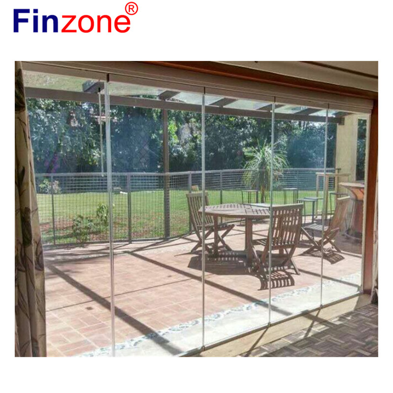 Clear transparent view frameless folding glass door balcony glazing as glass partition door glass curtain for sunroom patio