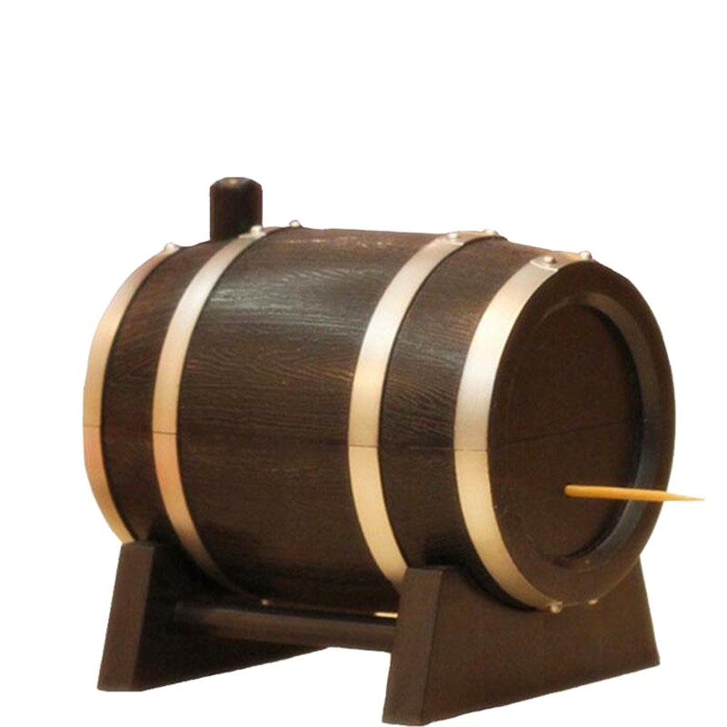Wine Barrel Style Plastic Automatic Toothpick Box Toothpick Holders Container Toothpick Dispenser Holder