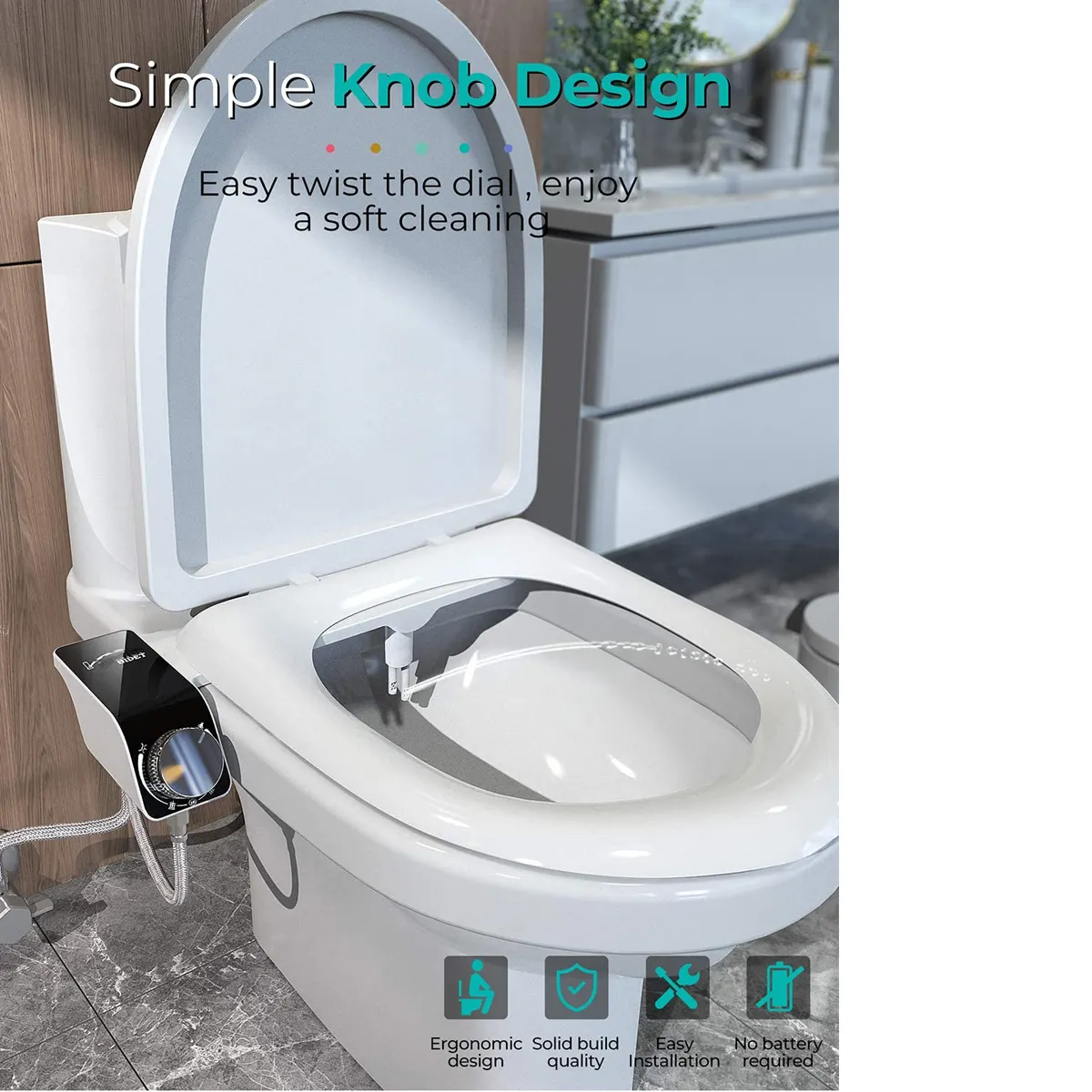cold and hot water toilet Bidet attachment,Self-Clean,dual nozzle, Non-Electric Mechanical