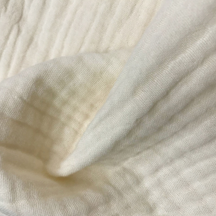 Natural 100% Cotton Crinkle Three Layer Crepe Gauze Muslin Fabric
