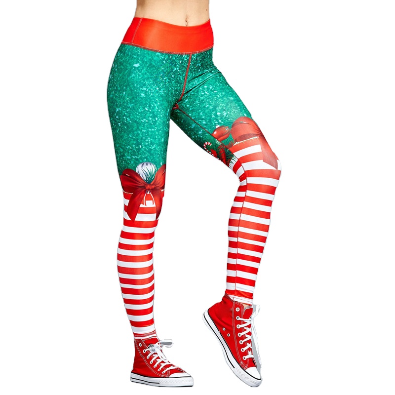 Womens High Waist Yoga Pants Printed Christmas Sports Fitness Athletic Leggings Trouser Leggings Pantalones