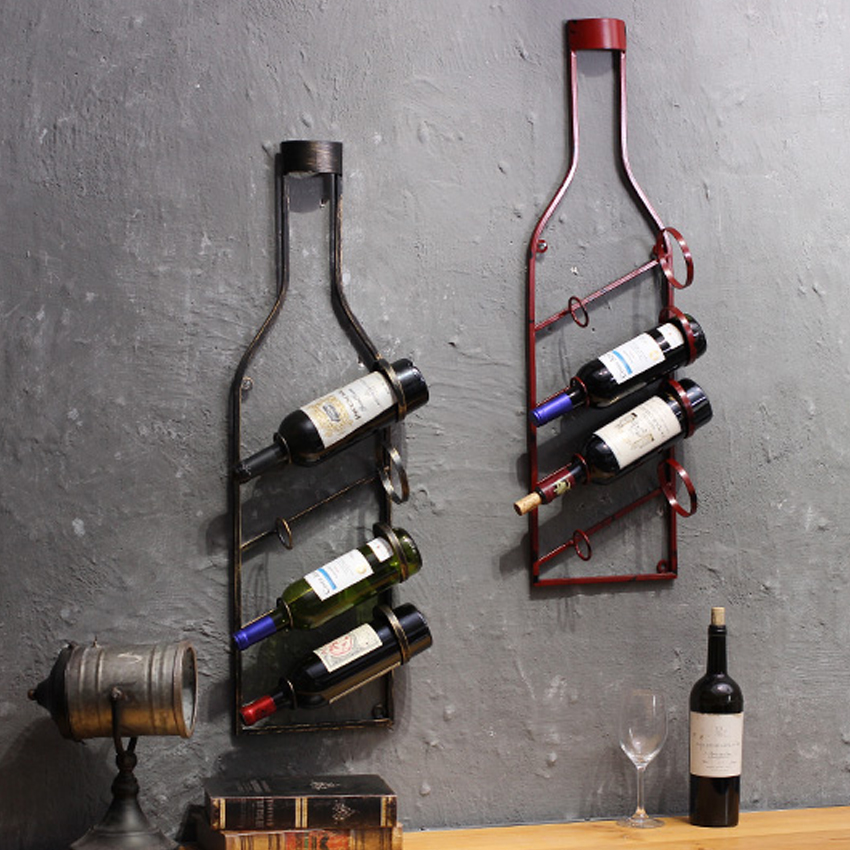 Retro Wine Rack Wall Hanging Home Restaurant Wall Shelf Wine Rack Holder Pendant Decoration Wine Rack Bar Table Decoration