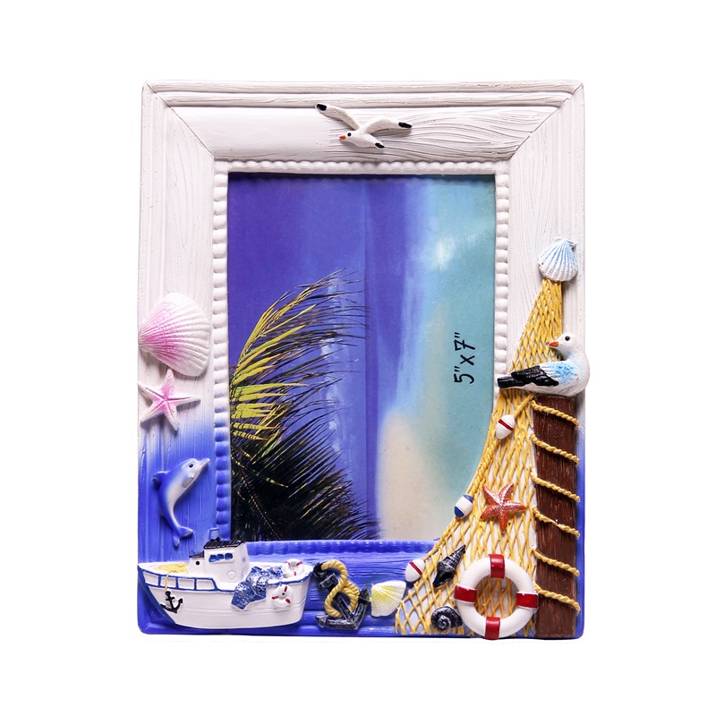 Wholesale Custom Hand Painted Resin Crafts Creative Beach Style Home Decor Photo Picture Frames