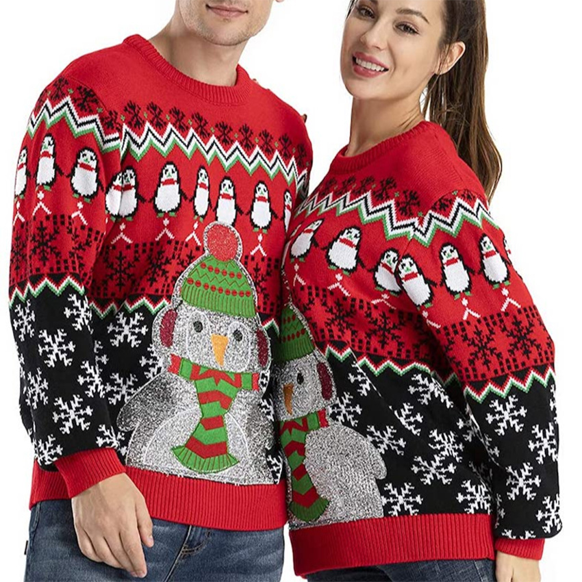 Wholesale Custom Sweater Christmas Tree Knitted Couple Family Christmas Sweater Ugly
