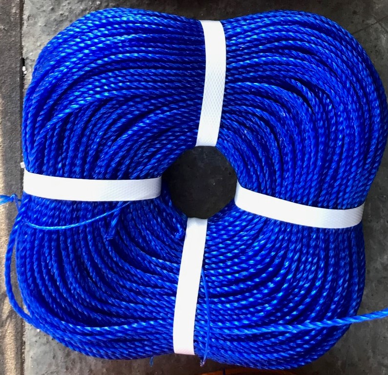 Factory PE Rope Twist 3Strand 4MM 5MM 6MM 8MM 12MM Blue High Strength PE Monofilament Sea Rope For Fishing Marine Packaging