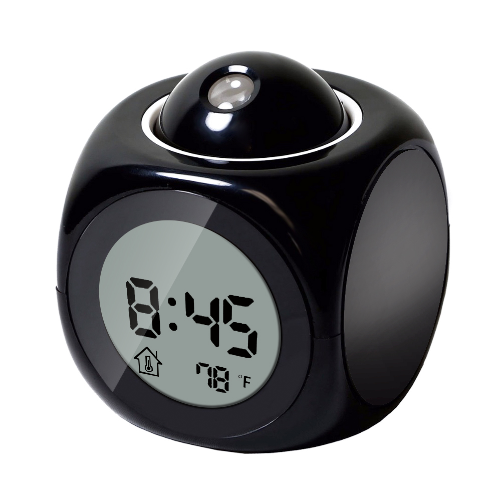 Talking Voice Prompt Thermometer Snooze Function Desk LCD Projection LED Display Time Digital Alarm Clock M0257