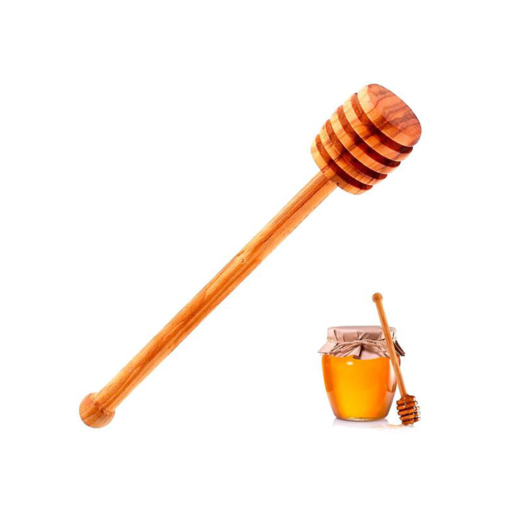 High quality 6 inch wood sticks natural custom export mini olive wooden honey dipper with deep groove